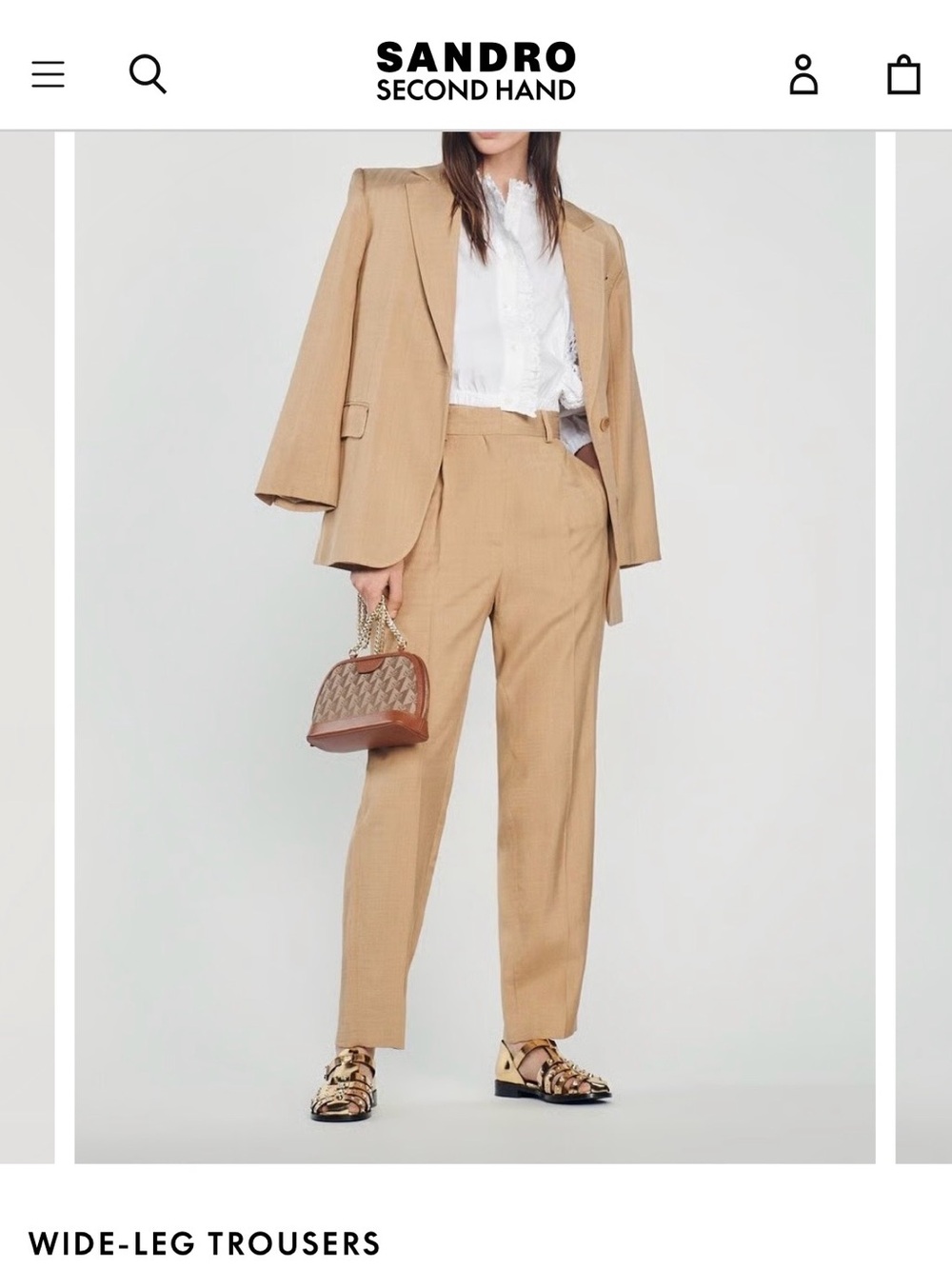 Sandro Camel Wide-Leg Trousers